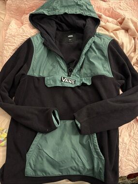 Vans Black Fleece Pullover with Teal Accents